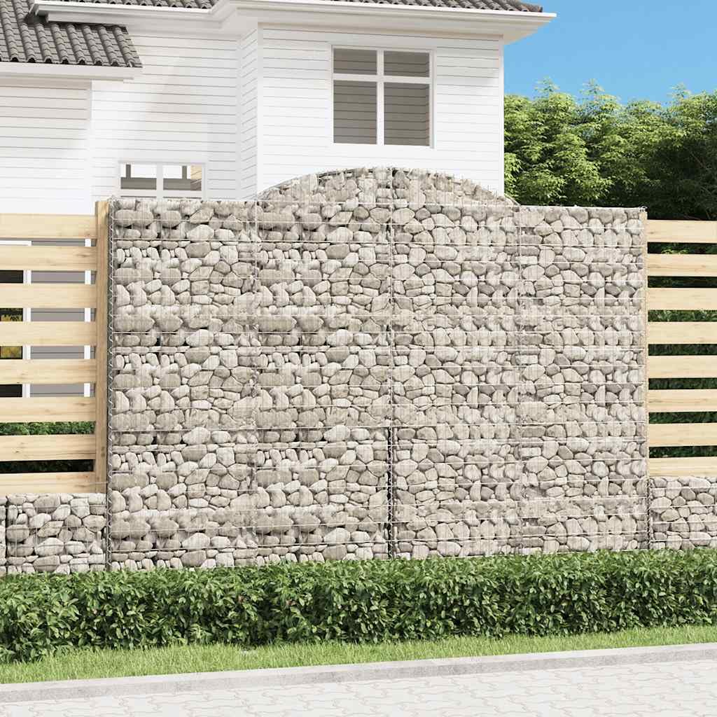 Pared de gavión estable con arco alto de hierro galvanizado como protección visual y barrera de jardín insonorizante para aplicaciones decorativas en exteriores 4 unidades