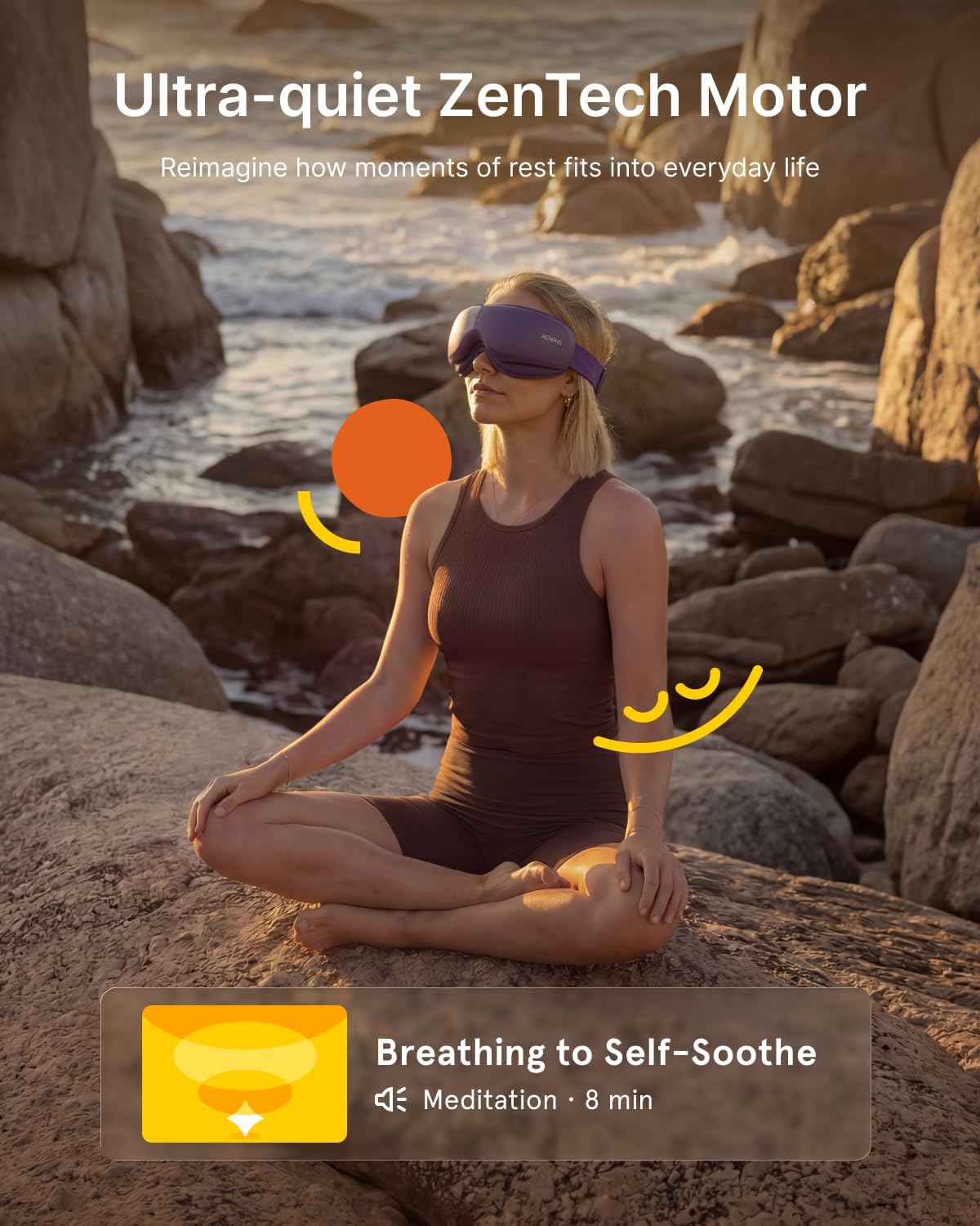 RENPHO & Headspace Eye Massager with Heat, FSA Eligible HSA Lightweight Eye Mask for Migraine Relief, Dry Eyes Relax, Reduce Strain
