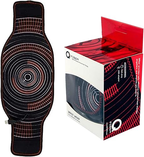 Qfiber - Almohadilla térmica inalámbrica de envoltura infrarroja de Qfiber – Lumbar, cintura, baja espalda almohadilla térmica inalámbrica para