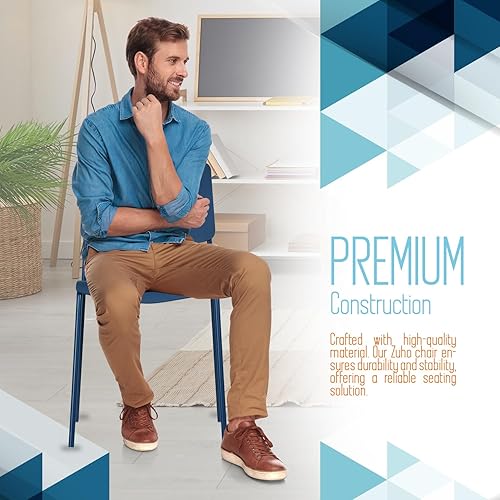 Miniatura 8 de ISL Furnishings Zuho II - Silla apilable moderna, color azul océano, juego de 2, sillas apilables de plástico sin brazos para comedor en interiores