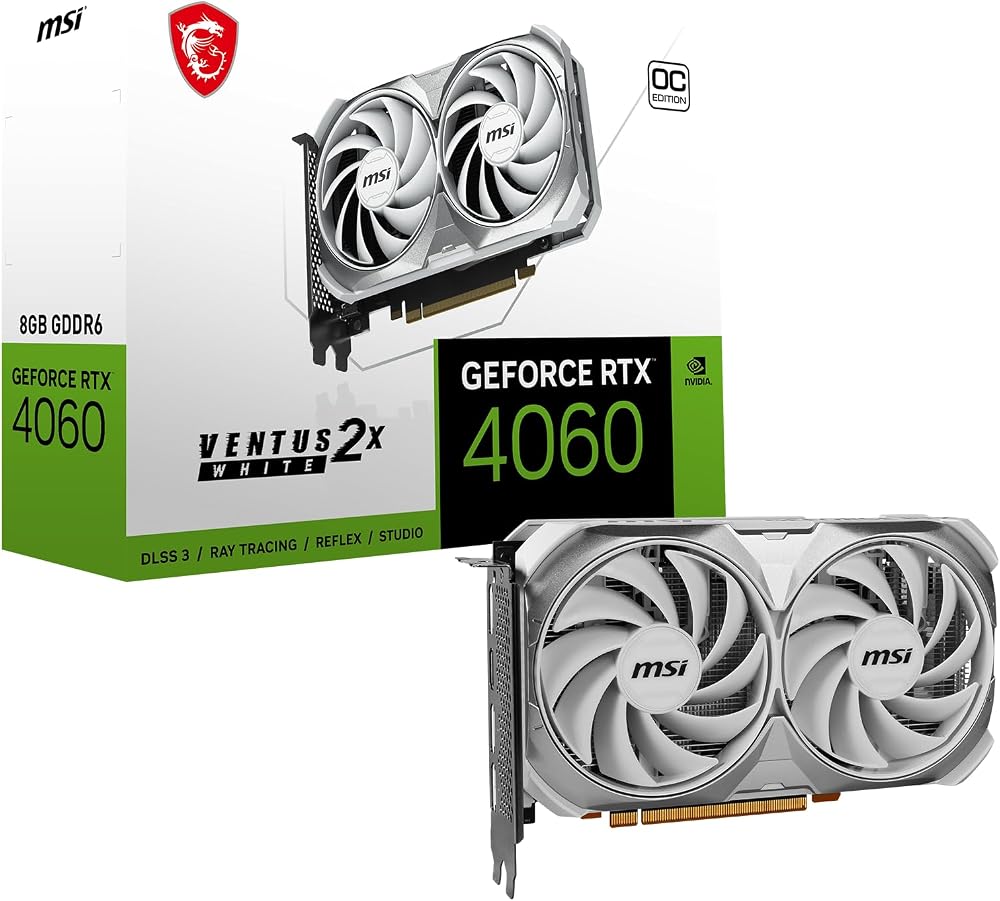 Placa de Vídeo MSI RTX 4060 VENTUS 2X OC WHITE, 8GB, GDDR6 912-V516-030