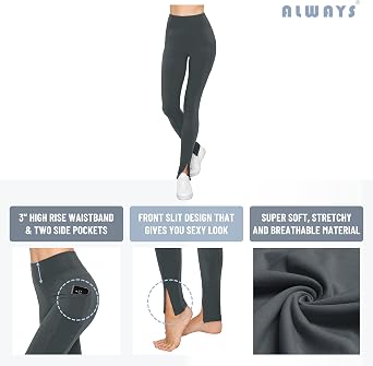 ALWAYS Women's Yoga Leggings - High Waist Premium Soft Solid Stretch High Waist Legging Pants