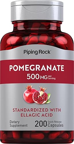 Piping Rock Extracto de granada | 500 mg | 200 cápsulas | estandarizado con ácido elágico | Suplemento sin OMG, sin gluten