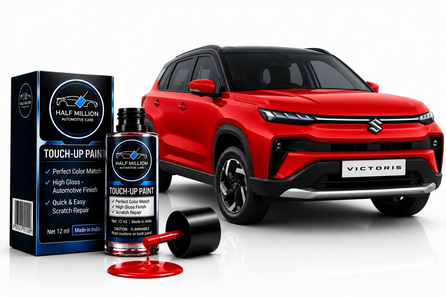Half Million® Suzuki Victoris Sizzling Red Car Scratch Remover Touch Up Paint Pen for Maruti | Automotive Paint Repair for Minor Scratches & Chips | Quick Dry, Easy Application Sizzling Red-image-27