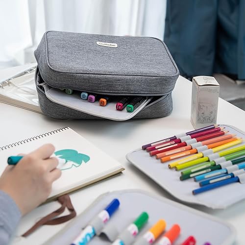 Miniatura 6 de Estuche organizador grande para lápices, tamaño XXL, capacidad extra grande, multifuncional, impermeable, portátil, para artistas, oficina, funda de