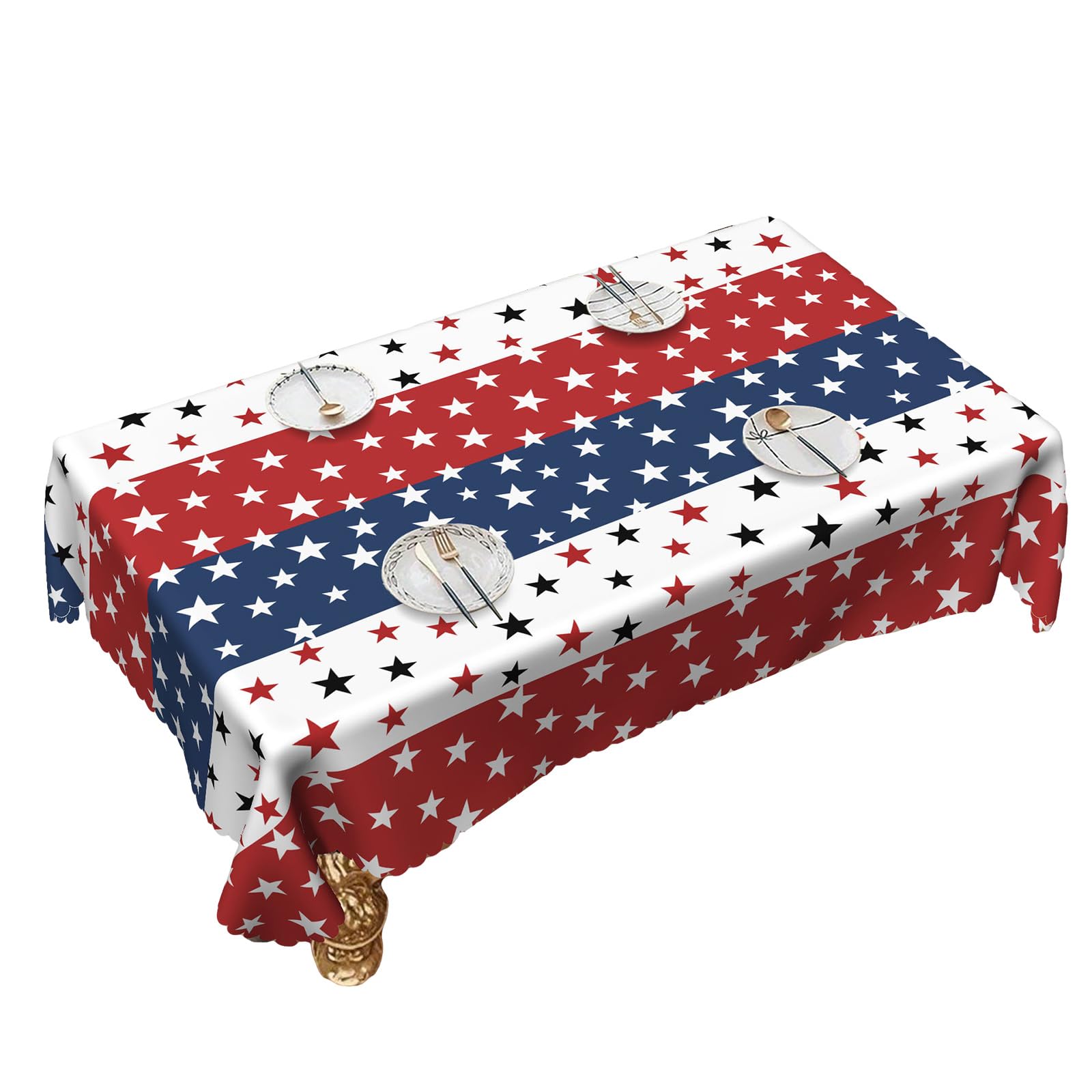 Snorvixre Flags Patriotic Tablecloth Stars and Stripe Table Covers for 4th of July Memorial Day Indoor Outdoor Use Fourth of July Tablecloth