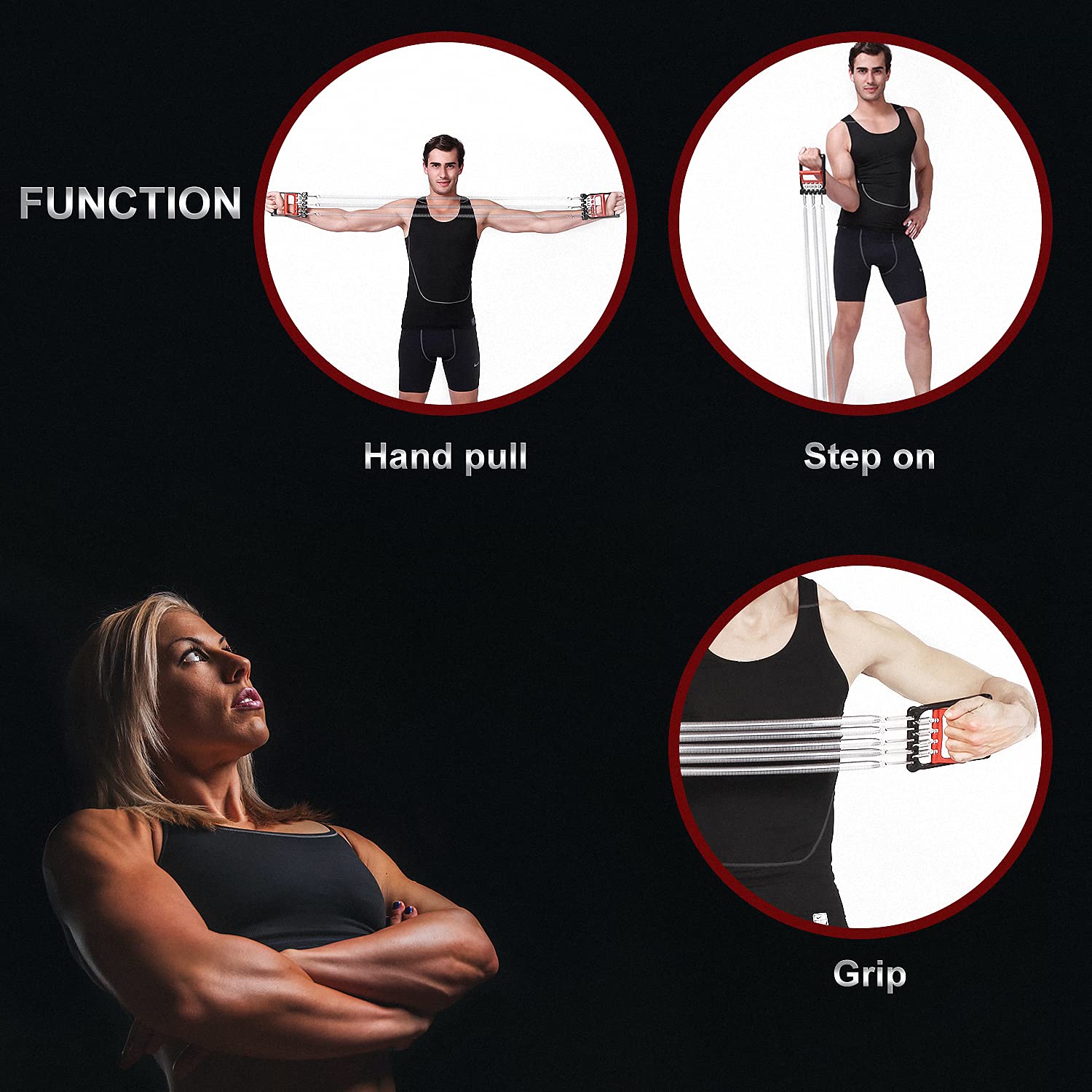 DBREAKS Estensore Pettorali Regolabile, Esercitatore Muscolare Regolabile a Molle, Espansore professionale per Torace, Estensore Attrezzo con Molla in Acciaio Rimovibile, per Esercizio e Fitness