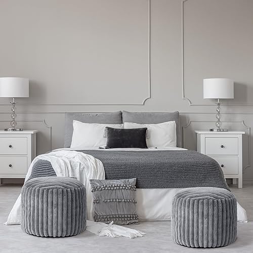 Miniatura 4 de 2 piezas de 20 x 15 pulgadas, funda de puf sin relleno, reposapiés otomano - sin relleno, taburete reposapiés de piel sintética de conejo, puf de