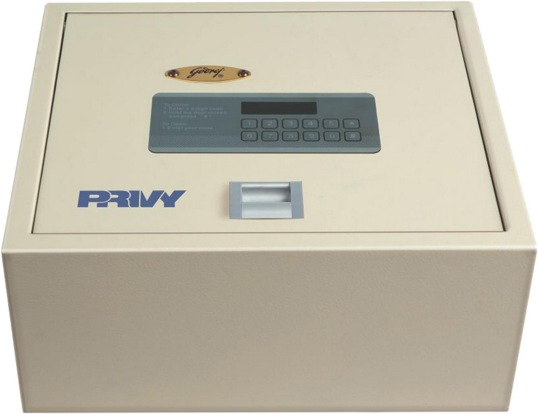 Godrej Security Solutions Privy Top Open Digital Electronic Safe Locker for Home & Office with Motorized Locking Mechanism (Ivory)