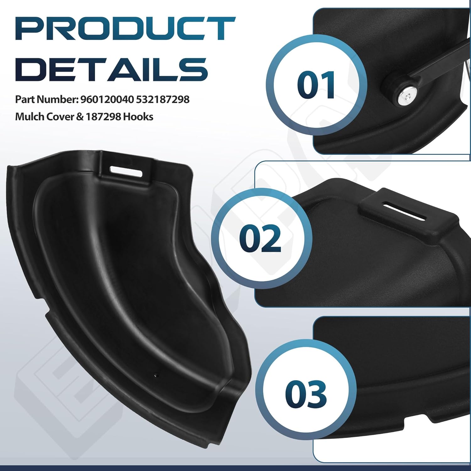 960120040 532187298 187298 Mulch Plate Cover Hooks Kit Compatible with Husqvarna Craftsman 54" Decks Riding Lawn Mowers RZ5424 LGT2654 YTH24V54 YTH24V48
