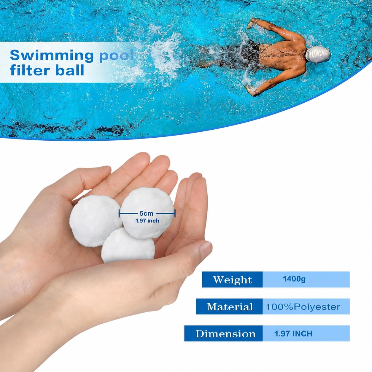 Shelprojsu Sfere filtranti per piscina da 1,4 kg, per filtri a sabbia, riutilizzabili, ecologiche, sostituiscono 45,4 kg, filtro a sabbia per filtro a sabbia, nuoto e acquari