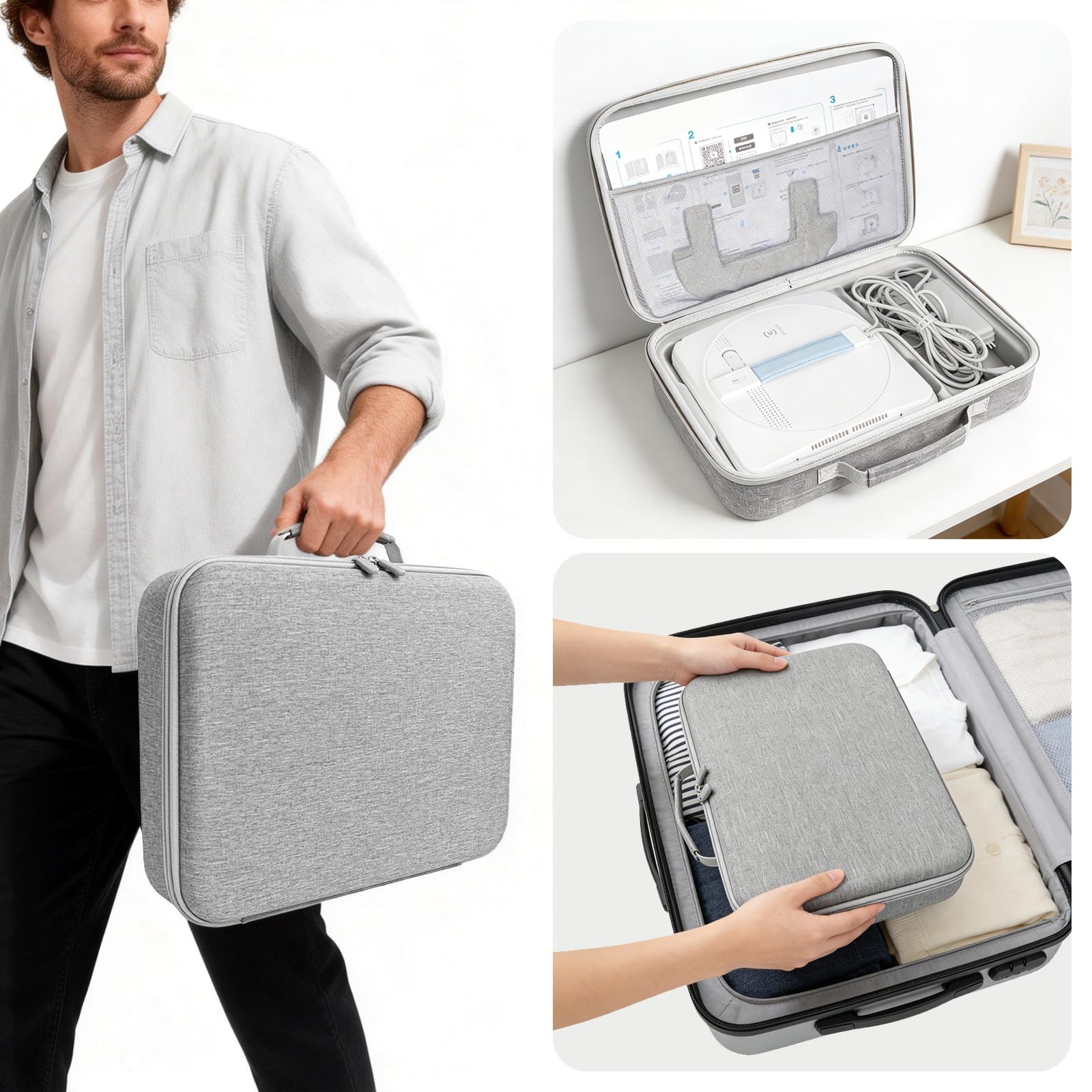 Tasche kompatibel mit Ecovacs Mini Fensterroboter, Koffer für Fensterroboter(37x26x8cm), mit Doppeltem Reißverschluss & Griff, Wasserdicht & Stoßfeste Aufbewahrungsbox