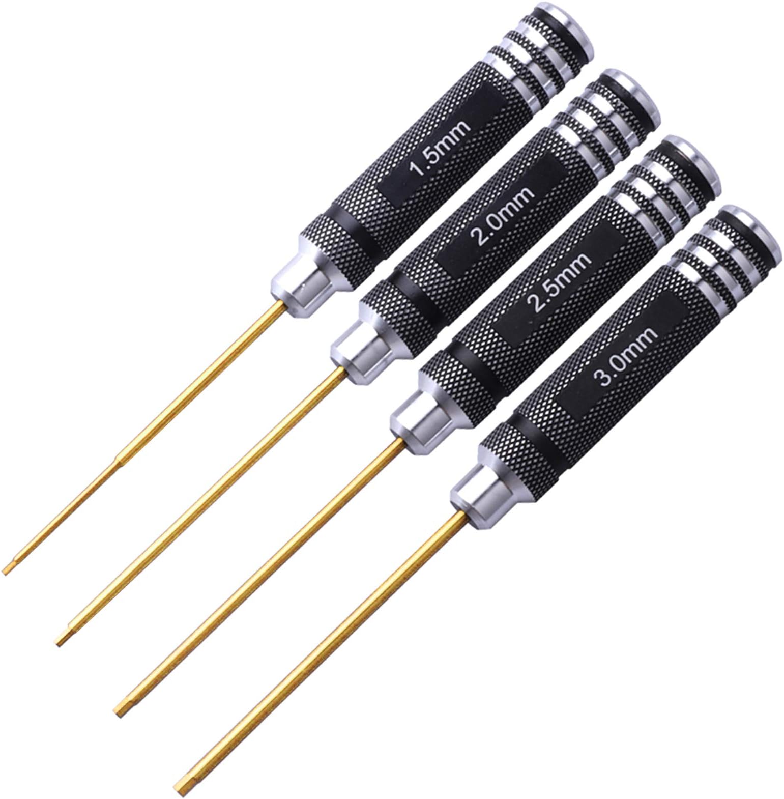 HobbyPark 1.5mm 2.0mm 2.5mm 3.0mm Hex Screw Driver Set Titanium Hexagon Screwdriver Wrench Tool Kit for RC Multi-Axis FPV Racing Drone RC Quadcopter Helicopter RC Car Models, 4PCS