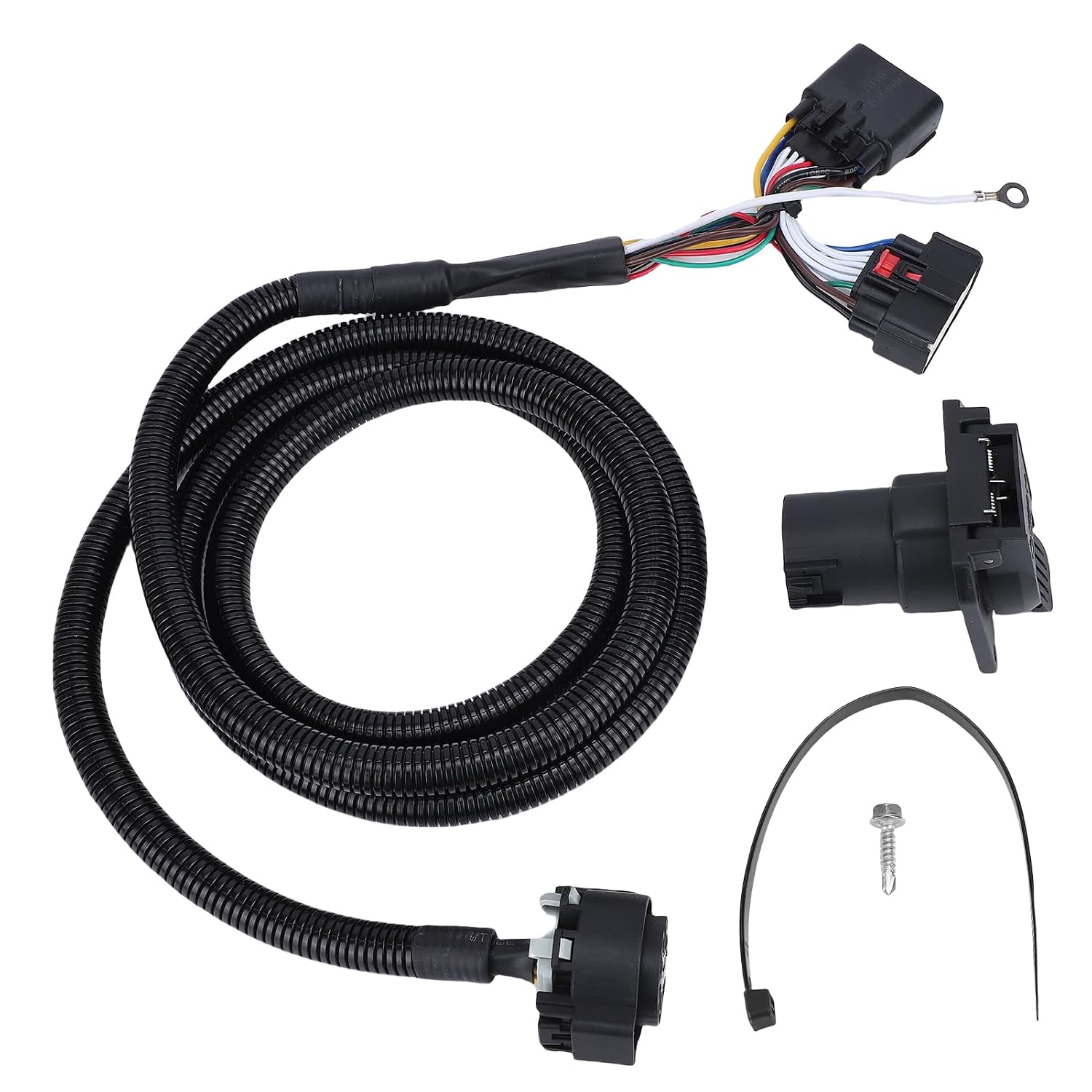 Zerodis 7 Pin Trailer Wiring Harness Kit with 7 Gang Junction Box 26FT Heavy Duty Way Trailer Plug Cord for RVs Electric Brakes Truck Bed Extension