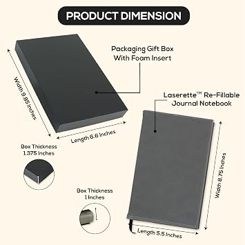 makerflo Laserette Refillable Leatherette Journal Blanks, Gray, Case of 1