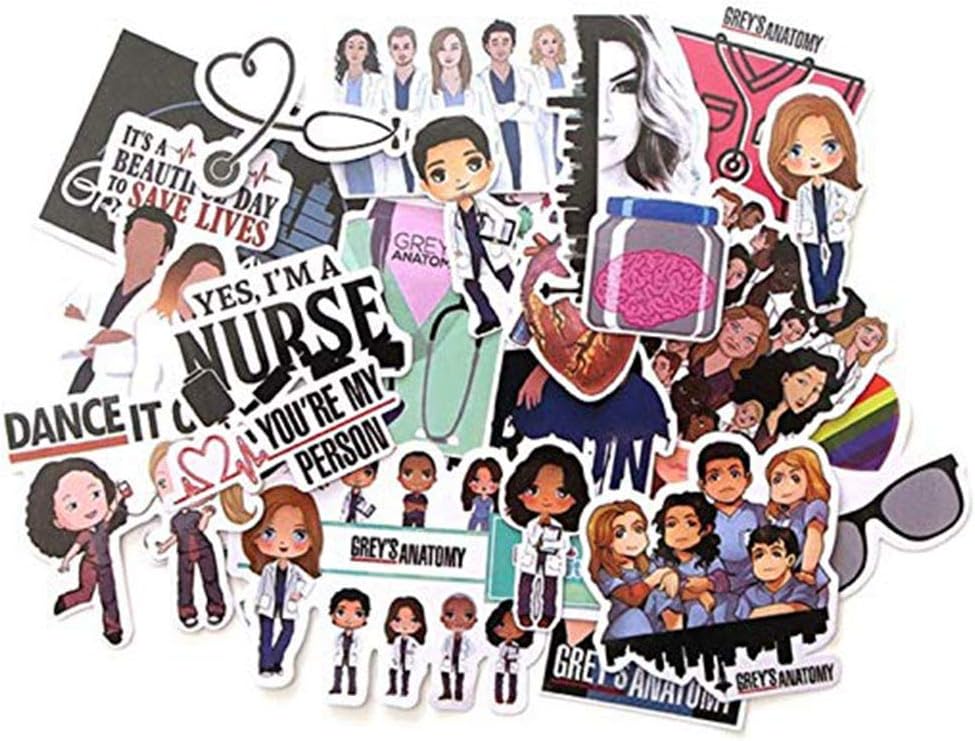 changping Grey's Anatomy Stickers Pack 50PCS, Sticker of The TV Show, Funny Laptop Stickers Waterproof Hydro Flasks Sticker Vinyl Decal for Phone Laptop Cars Bicycles Water Bottles