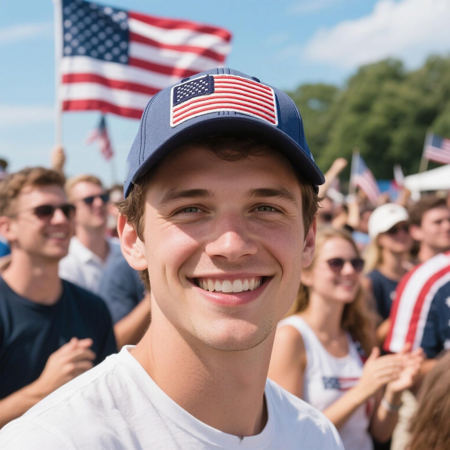 Men's USA American Flag Baseball Cap Embroidered Polo Style Military Army Trucker Hat - Image 6