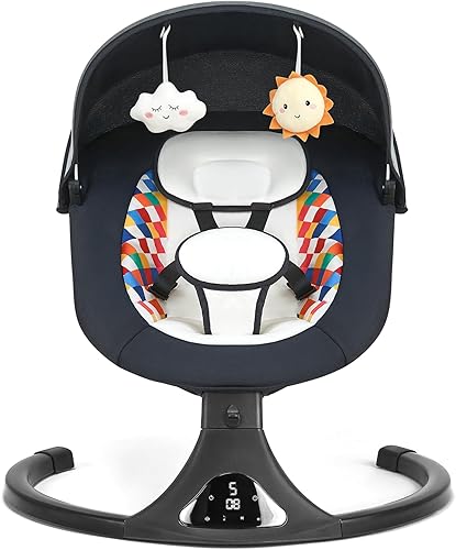 Columpio de bebé para bebés, modernos columpios para bebés con Bluetooth y control remoto, 5 movimientos de velocidad, 12 sonidos relajantes,