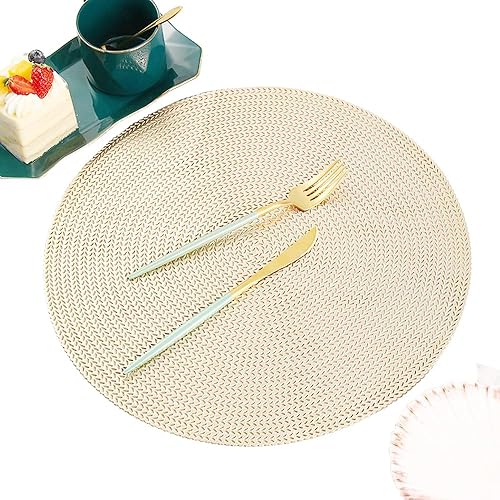 Juego de 4 manteles individuales redondos dorados para cocina, antideslizantes, lavables, para decoración de mesa del hogar (dorado)