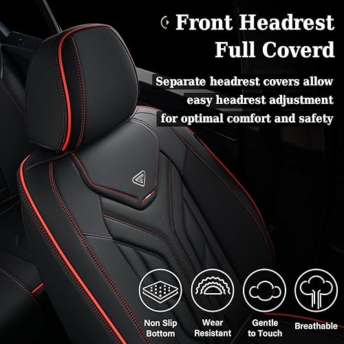 Vista 161 de Coverado Juego completo de fundas para asiento delantero y trasero para automóvil, cuero, impermeables, acojinadas, protectoras, ajuste universal