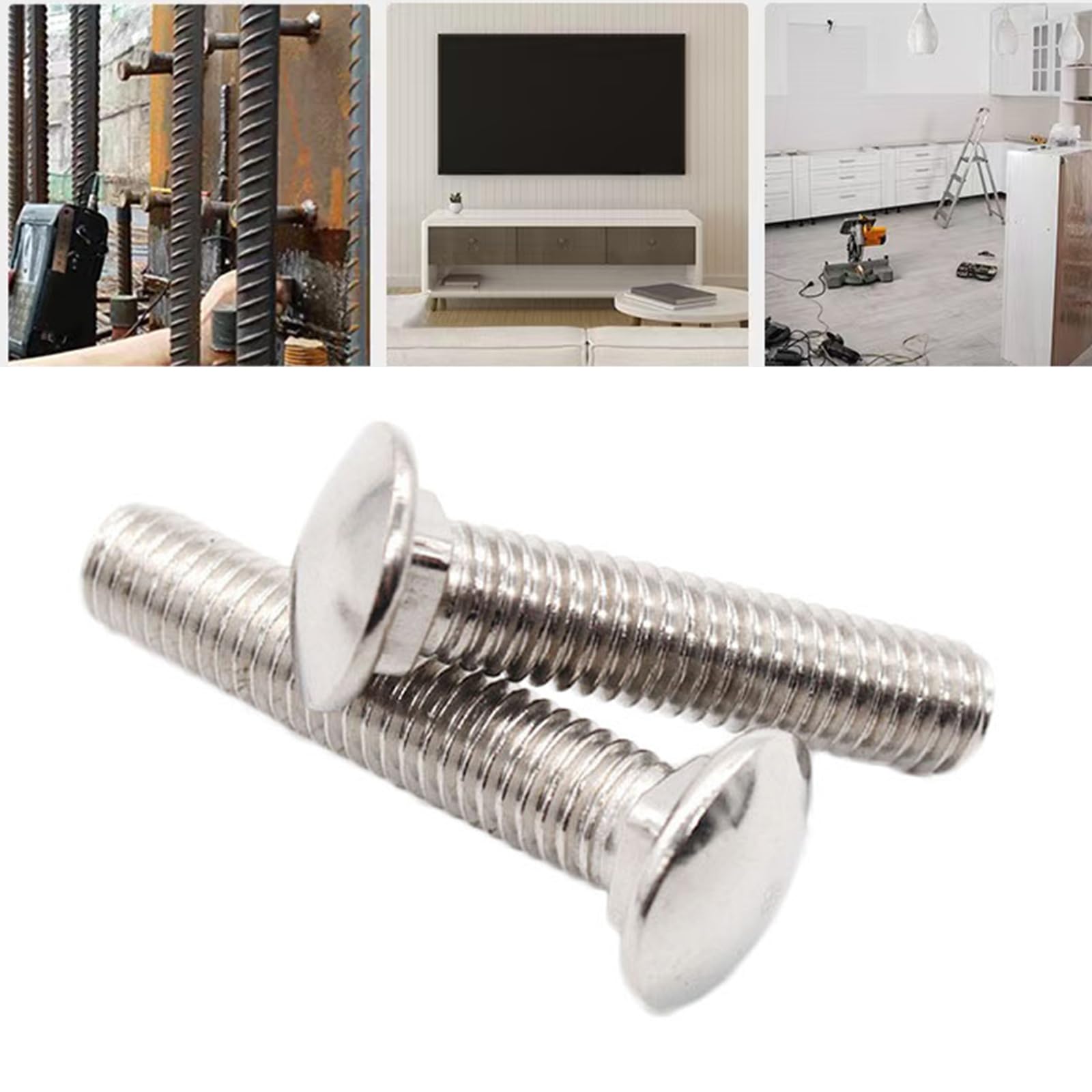 10 Pcs Cup Square Carriage Bolts, M8 x 60mm Stainless Steel Coach Screws, Coach Bolts for Wood Drywall and Furniture - Image 4