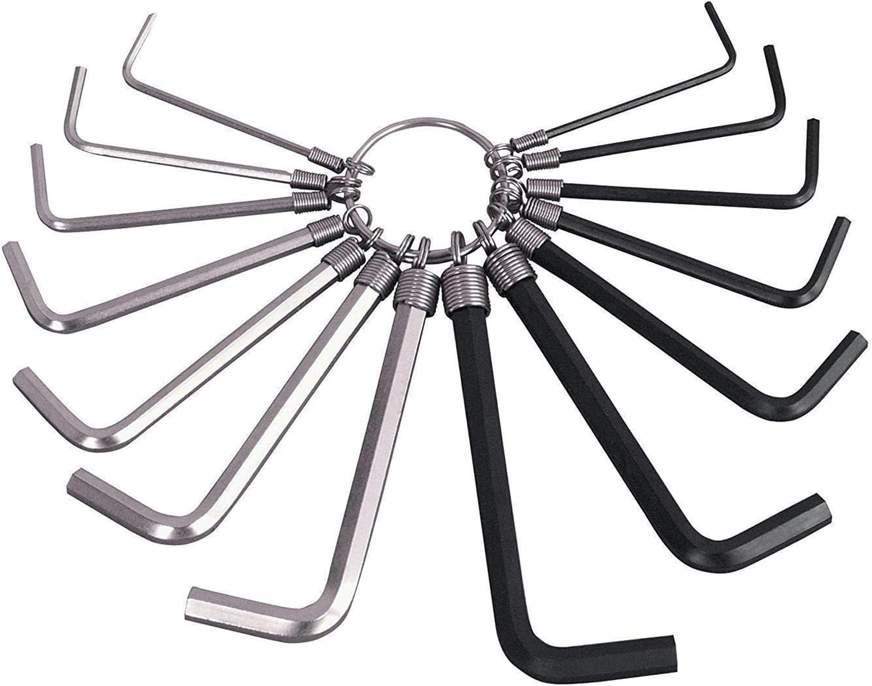 14PCS Hex Key Allen Key Set on Metal Ring – Metric (1.5mm, 2mm, 2.5mm, 3mm, 4mm, 5mm, 6mm) & Imperial (1/16”, 5/64”, 3/32”, 1/8”, 5/32”, 3/16”, 7/32”) – Durable Steel Wrench Tool Set