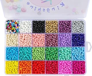 Glass Seed Beads for Jewelry Making - 24 Multicolor Pony Beads Approx 7200pcs 4mm Small Craft Glass Beads Round Mini Beads Kits with Container Box for Women