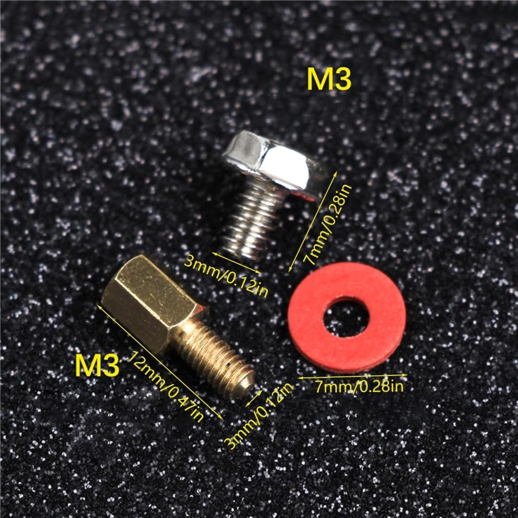 20xScrew+20x Motherboard +20x Washer 6.5mm 6-32-M3 Computer Golden Motherboard Riser+Silver Screws Washers