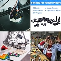 Vista 6 de Surtido de 702 tornillos métricos M3, tapa de botón hexagonal M3, tornillos de máquina M3, tornillos y tuercas surtido con llave Allen