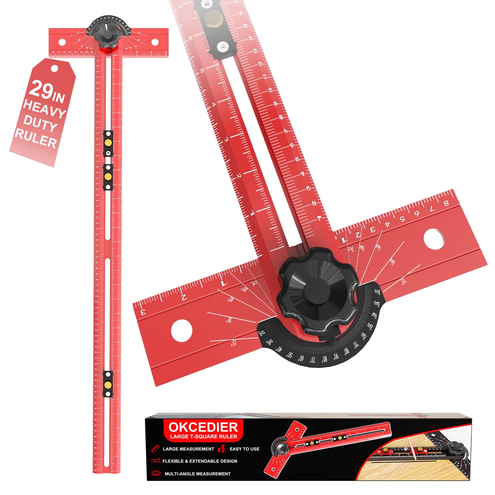 T Lineal Streichmaß 34cm Präzisions-Winkelmaß für Holzarbeit