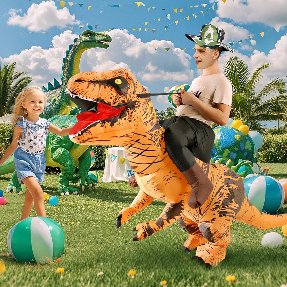 Inflatable Dinosaur Costume Adult Blow Up Riding T-rex Suit Ride on Dino Halloween Costume for Cosplay Party - Image 2