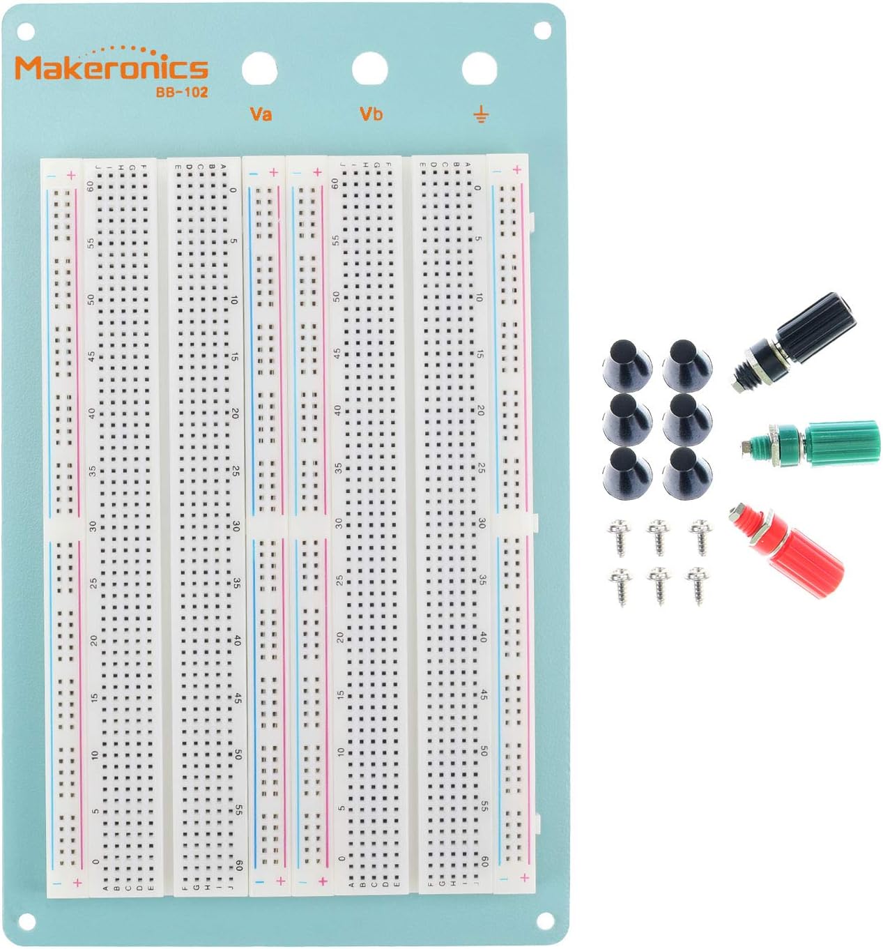 Makeronics 1660 Tie-Points Solderless Breadboard with Blue Aluminum Back Plate for Circuit/Arduino/Raspberry Pi Prototyping