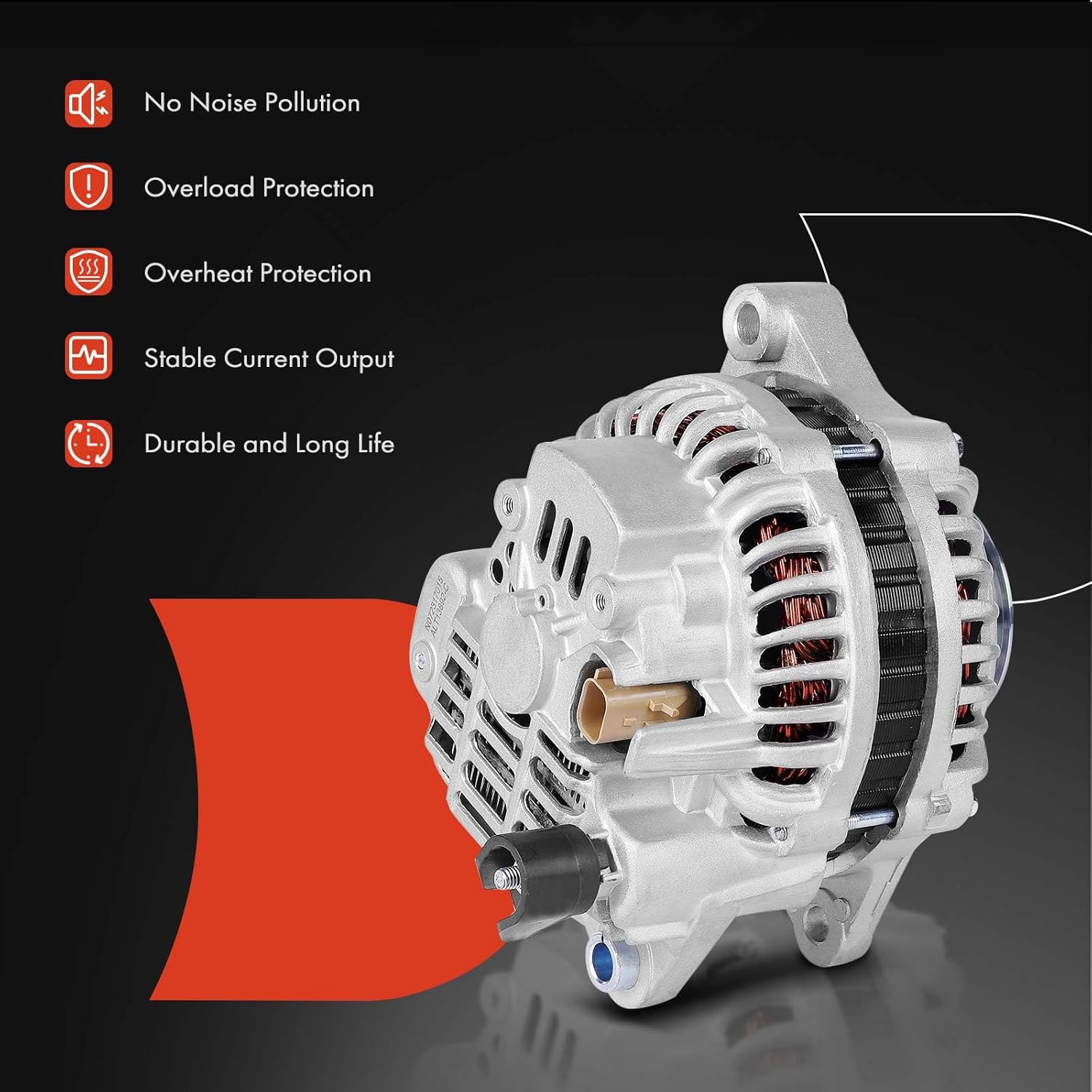 A-Premium Alternator Compatible with Chrysler PT Cruiser 2001-2002 2.4L, 12V 120A 4-Groove Pulley Clockwise, Replace# 5033054AB, A003TB2491