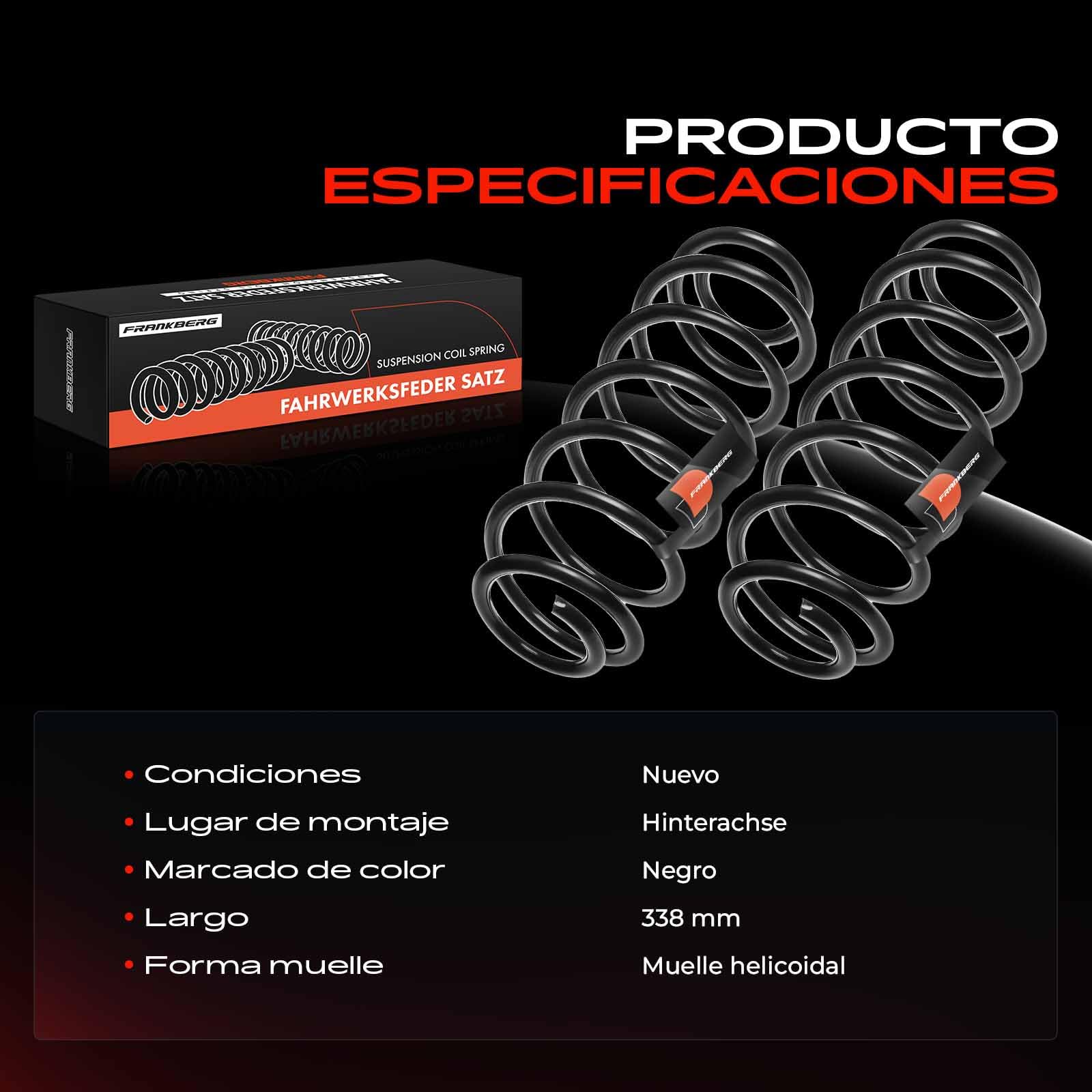 Frankberg 2x Muelles de chasis Muelles de suspensión Compatible con Polo 9A 9N 1.4 16V 1.2 1.2 12V 1.4 TDI 1.9 TDI 1.4 FSI 1.9 SDI 2001-2009 Replace# RH5539,6Q0511115AQ