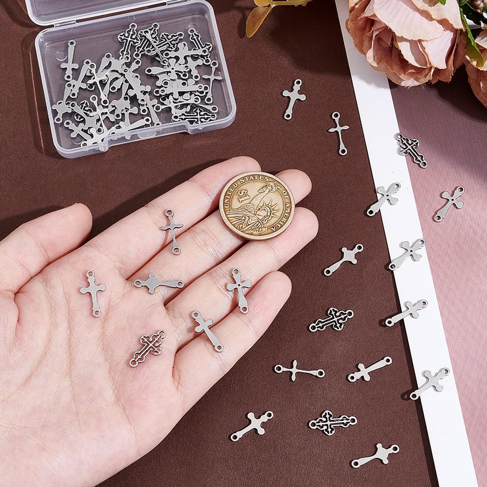 UNICRAFTALE 60Pcs 6 Styles Cross Charm Crucifix Connector Charms for Bracelet Necklace Jewelry Making - Image 2