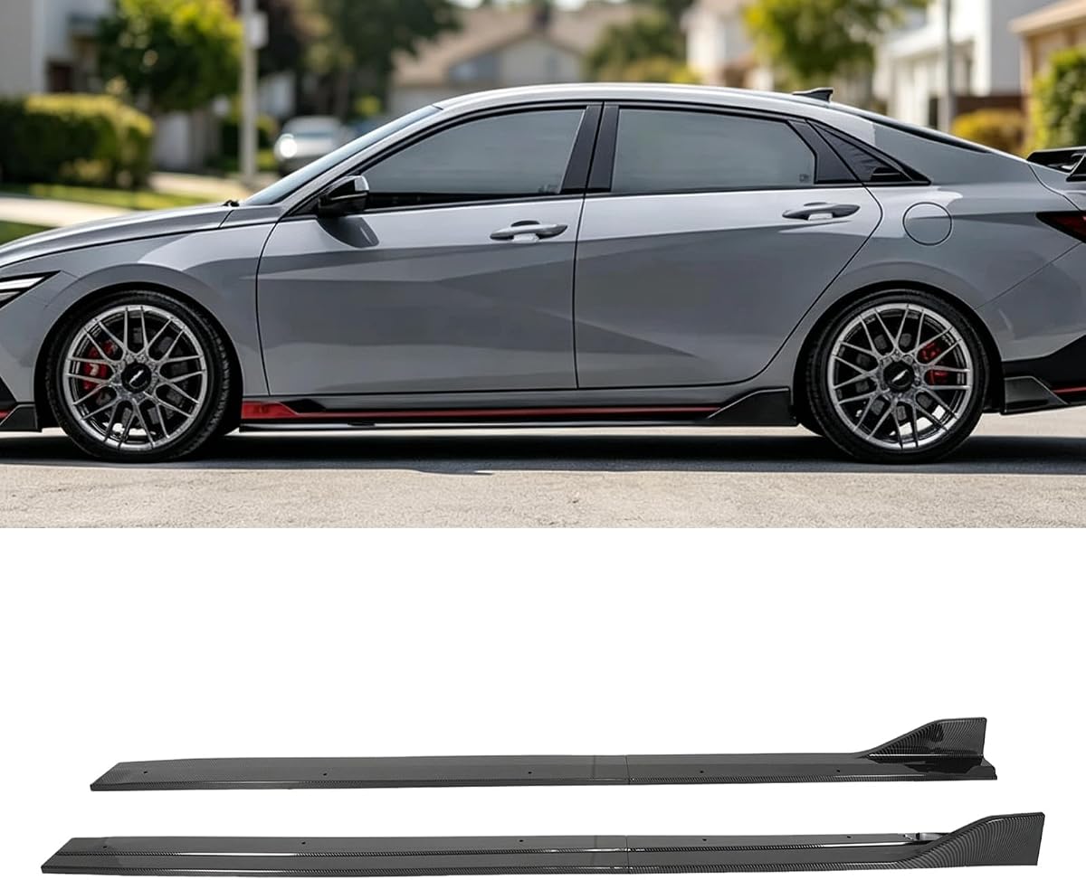 AD Style Side Skirts for Hyundai Elantra N 2022-2026 | 4PCS Side Rocker Splitters,ABS Plastic,Add-on,Glossy Black