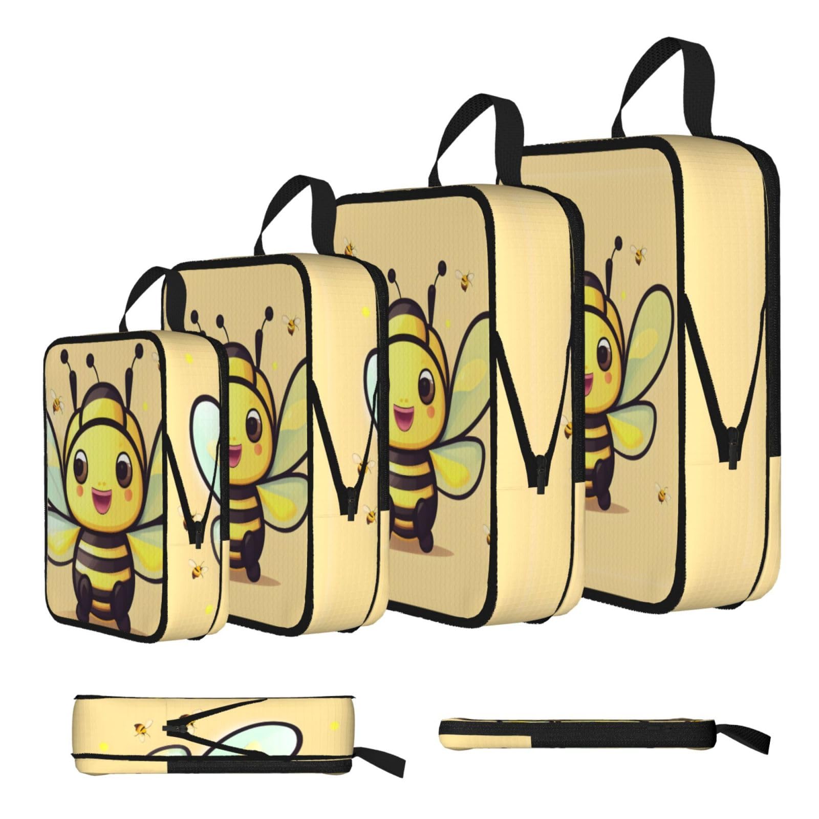 Sxzvvbn Black Yellow Bee Compression Packing Cubes 4 Piece Set