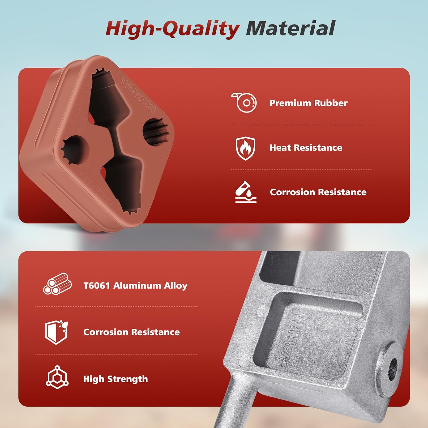 68268197AA Exhaust Muffler Hanger Bracket with 2pcs 68332439AA Rubber Exhaust Insulator Hanger Isolator Kit Compatible with RAM 1500 3.0L/3.6L/5.7L/6.2L 4WD 2019-2025