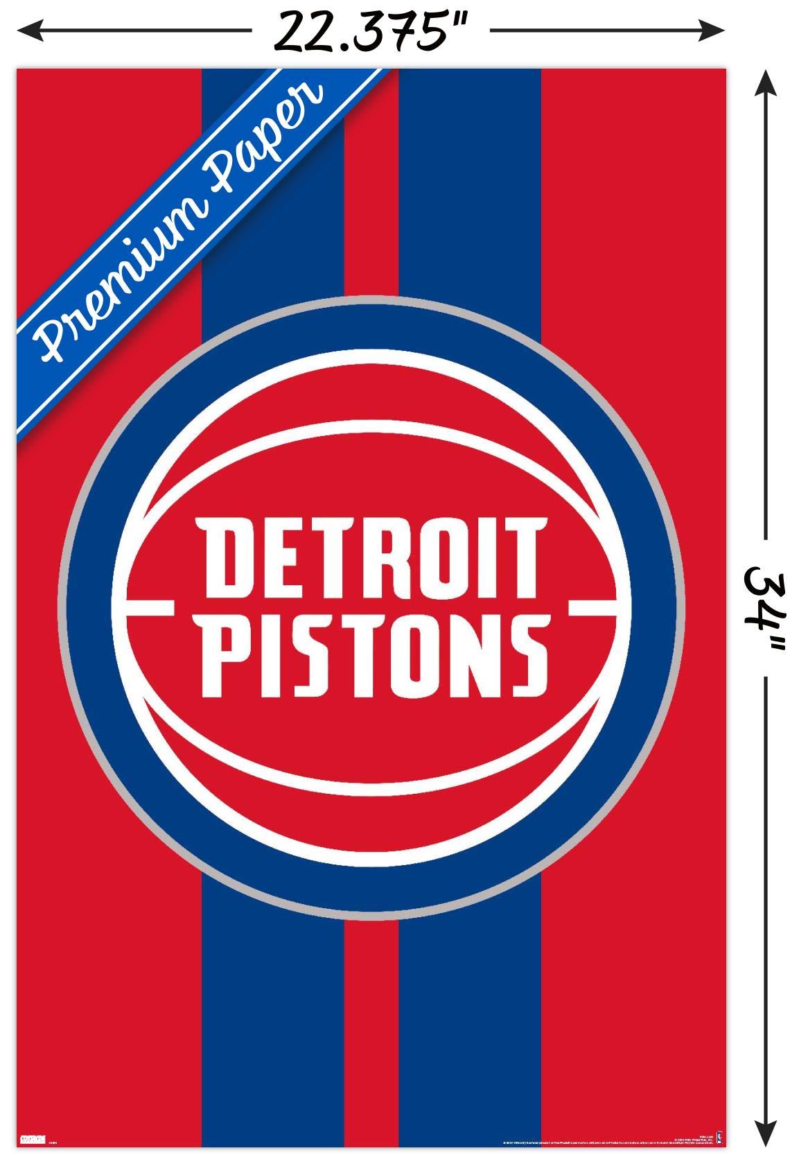 Trends International NBA Detroit Pistons - Póster De Pared Con Logotipo 17, 34 Pulgadas De Largo X 22.4 W, Paquete De Póster Y Montaje Prémium