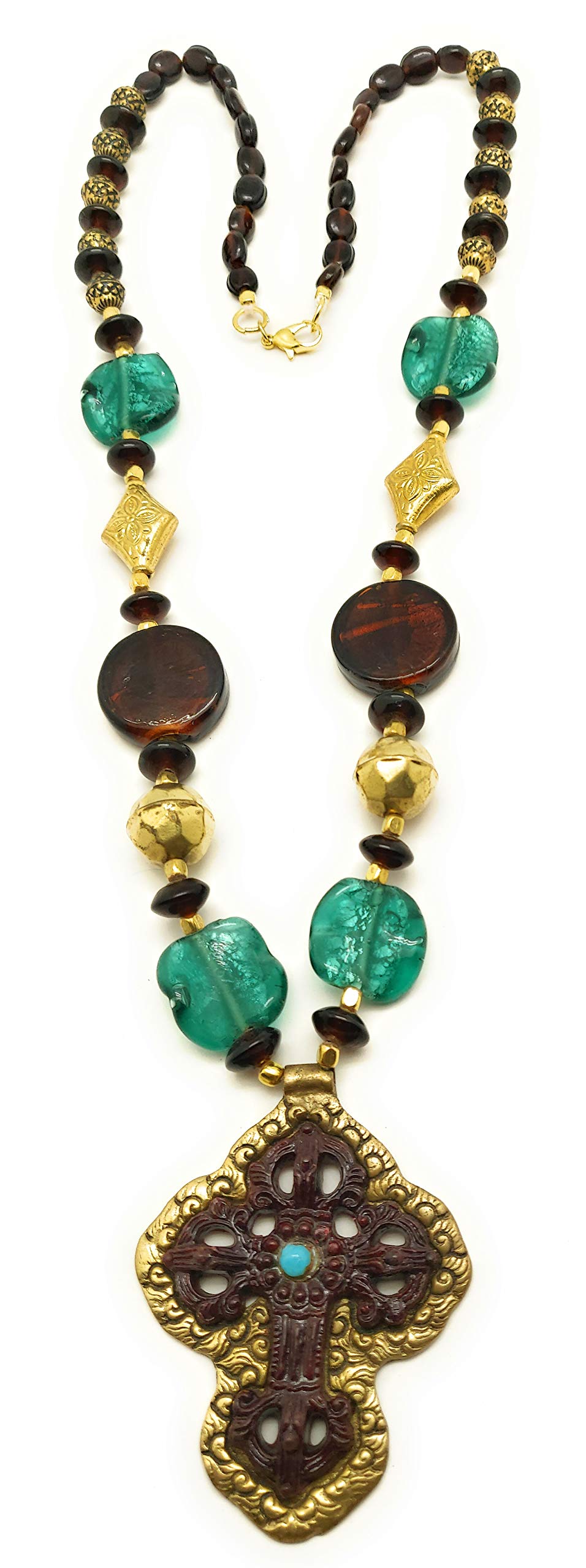 DCA Glass, Brass and Metal Women Necklace Multicolor (B01N7QQFZO) Amazon Price History, Amazon Price Tracker