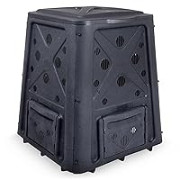 Redmon 65-Gallon Outdoor Compost Bin Black - Lift-Off Lid, 4-Door Access, Vent Holes for Easy Kitchen Waste Composting