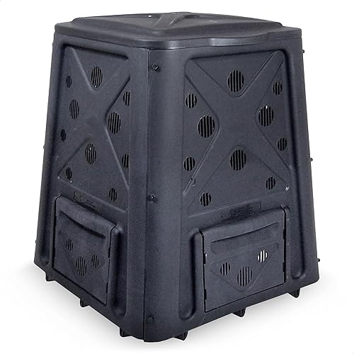 Redmon Outdoor Compost Bin with Lift Off Lid, 4-Door Access