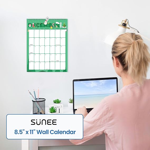 SUNEE 2026 Calendar, 18 Months Wall Hanging Monthly 2026 Calendar 8.5x11, October 2025 to March 2027, for Organizing & Planning, Cute