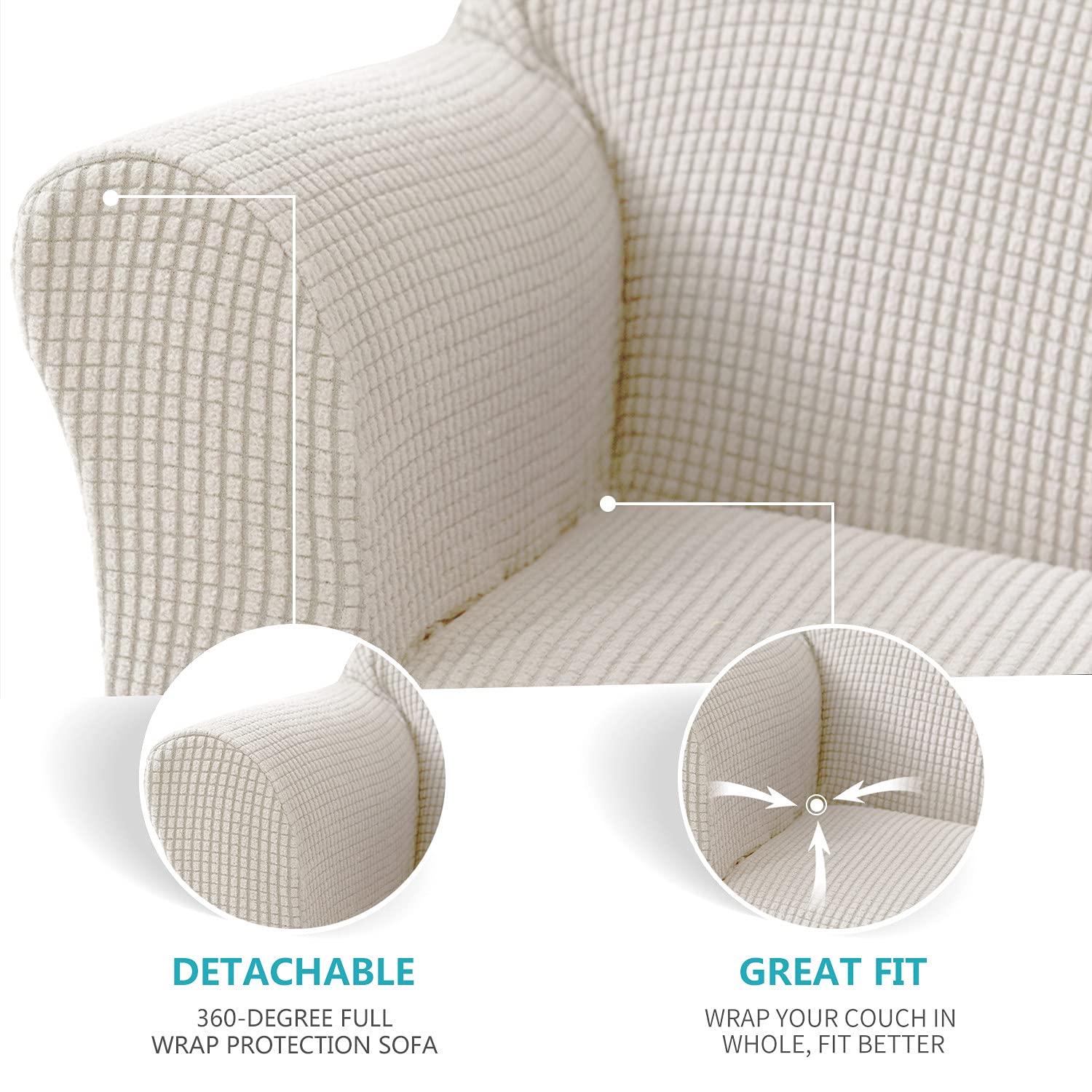 NLCYYQ Housse De Canapé Extensible Pour Enfant - Fauteuil Bébé Doux Et Protecteur Ivoire - Idéal Tout-Petits