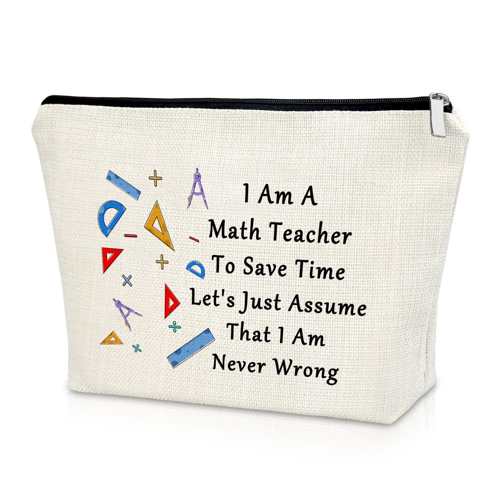 Sazuwu Math Teacher Appreciation Gift from Student Makeup Bag for Women Cosmetic Bag Thank You Gift for Teacher Tutor Birthday Retirement Gift