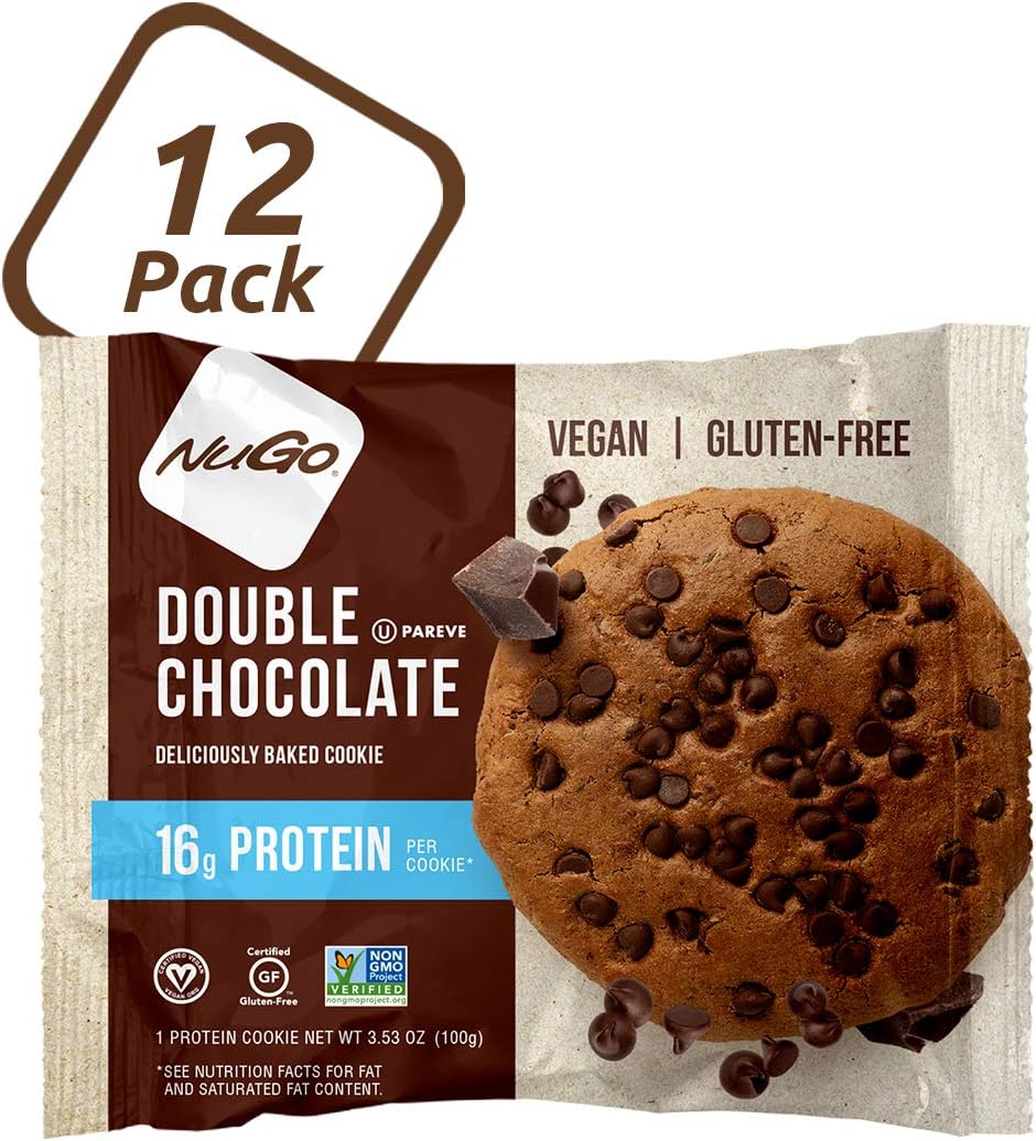 NuGo Protein Cookie Double Chocolate, Vegan, Gluten Free, 100g - Pack of 12
