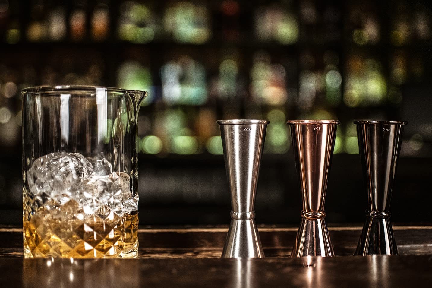 BARIANTTE Cocktail-Messbecher für Barkeeper, japanisches Messglas, 57 ml, 28 ml, silberfarben