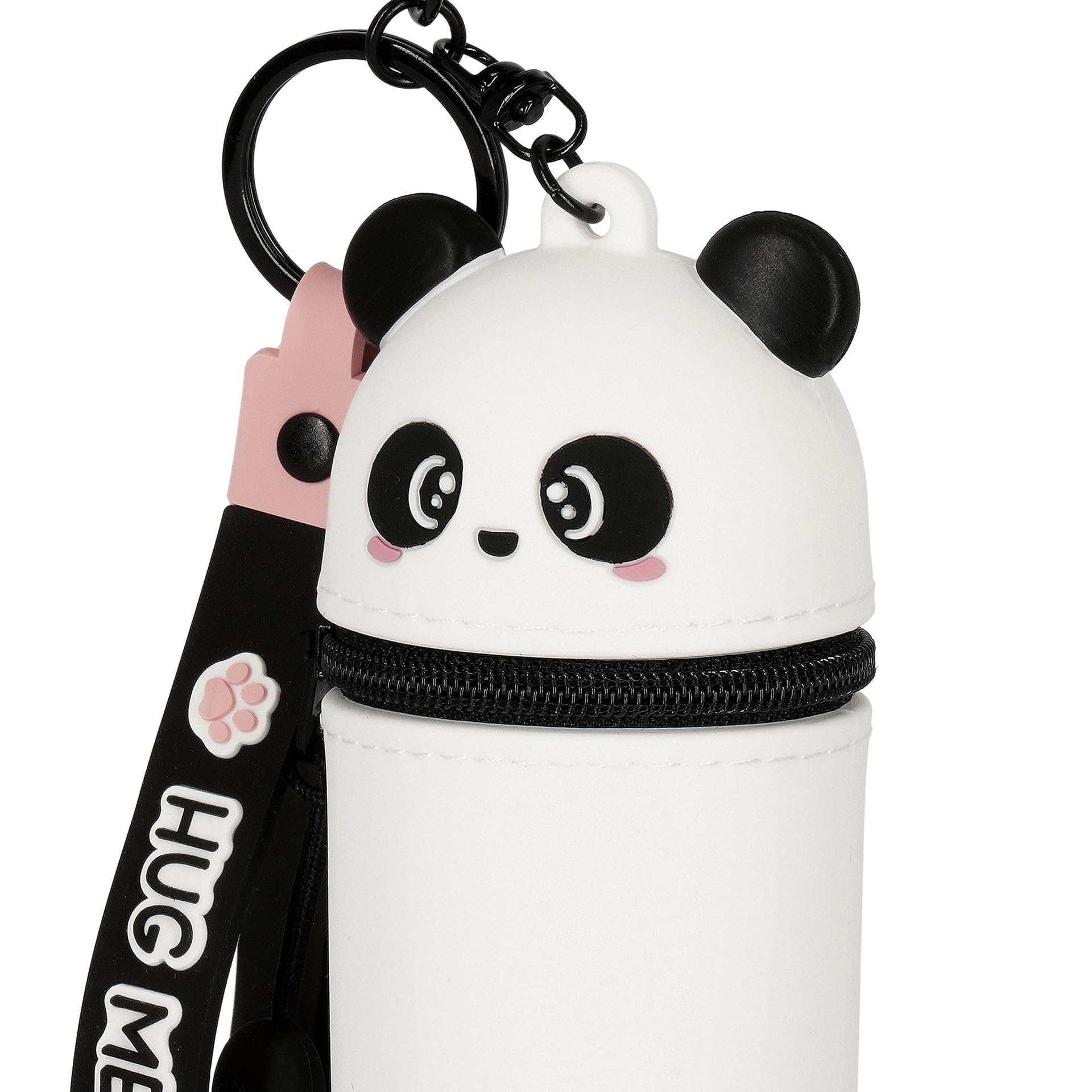 Legami - Breloczek do kluczy Kawaii z motywem Panda, ze spiralnym pierścieniem, karabińczykiem i paskiem na rękę, silikonowy, 5 x 12 x 5 cm