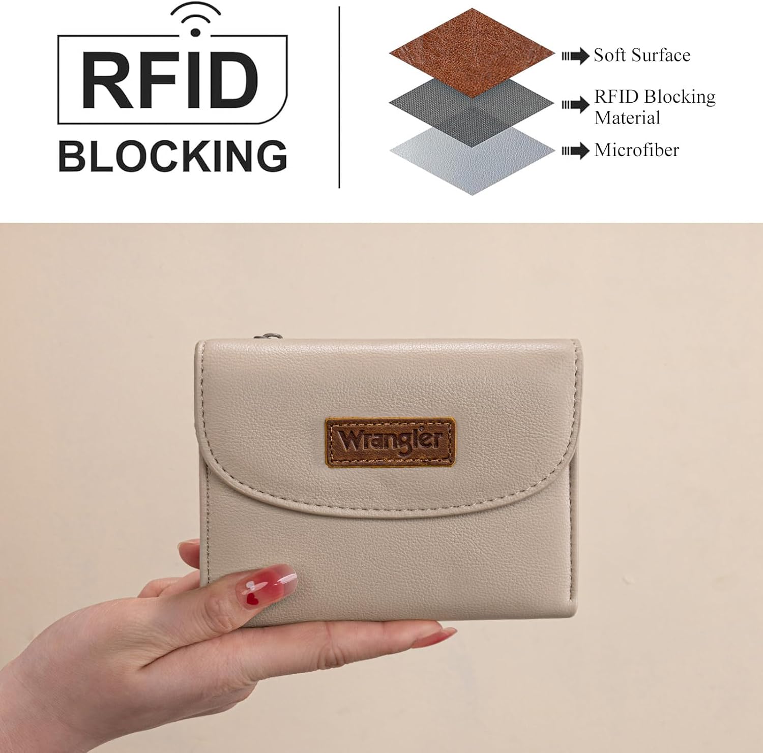 Montana West X Wrangler Small Women's Wallet Minimalist Wallets, Card Cases & Money Organizers Large Capacity Credit Card Cash Wallet Ladies Female Trifold Clutch Wallets with Coin Purses - Image 5