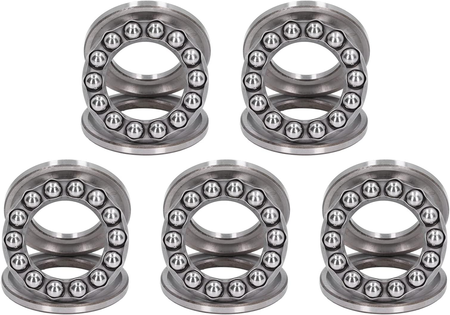 Generic Steel Thrust Ball Bearings Performance Shaft Ring Base Ring Rolling 5Pcs for Vertical Water Pumps (51208)